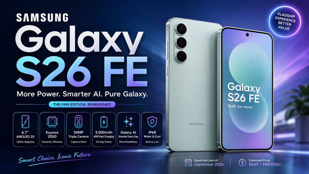 Samsung Galaxy S26 FE: Everything We Know So Far – Leaks, Specifications, Features & Expected Price (2026)